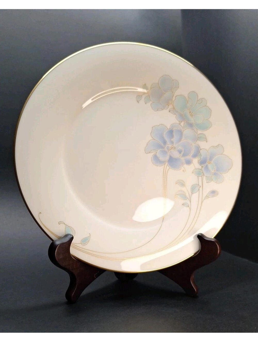 2 Noritake Blue and Gold Salad Plates 8 1/4 in, Porcelain, Contains 2 Plates